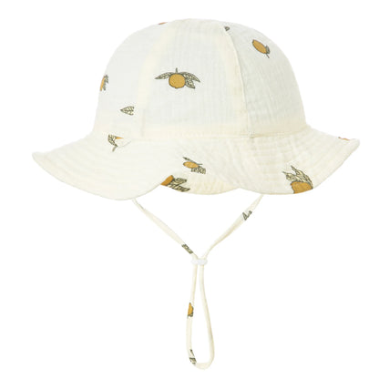 Baby Cotton Bucket Hat New Children Sunscreen Outdoor Caps Boys Girls Print Panama Hat Unisex Beach Fishing Hat For 3-12 Months
