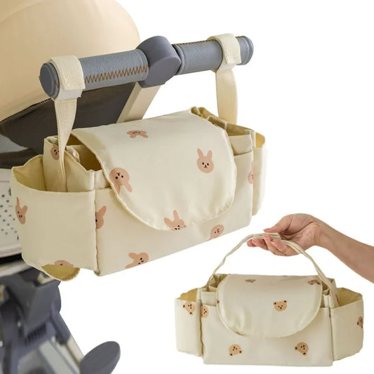 Korea Bear Mommy Bag Baby Stroller Bag Pram Organizer Cartoon Bottle Holder Baby Stroller Accessories Hanging Caddy Storage Bag
