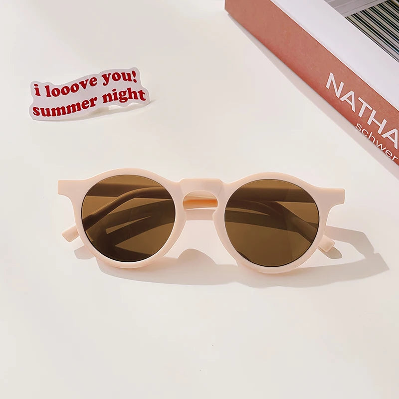 2025 New Kids Cute Checker Panel Color Round UV400 Sunglasses Baby Girls Outdoor Sun Protection Sunglasses Children Sun Glasses
