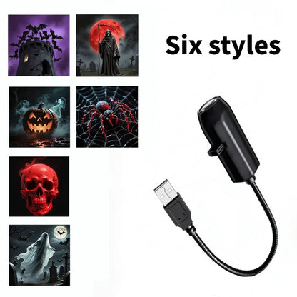 USB Halloween Projector Light with Ghost & Skull Patterns
