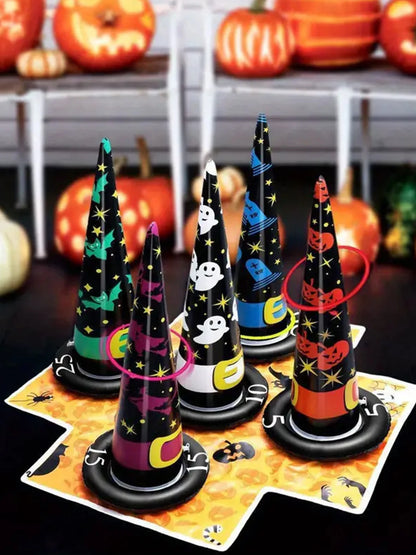Halloween Ring Toss Game with Inflatable Witch Hat