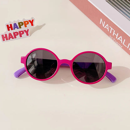 2025 New Kids Cute Checker Panel Color Round UV400 Sunglasses Baby Girls Outdoor Sun Protection Sunglasses Children Sun Glasses