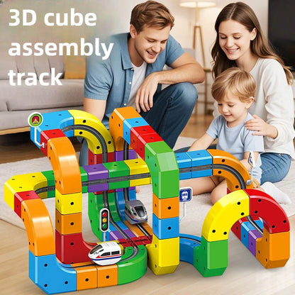 Children Magic Track Train Electric Assembled Building Blocks Magnetic Rail Car Maze Educational Toys for Kids Christmas Gifts