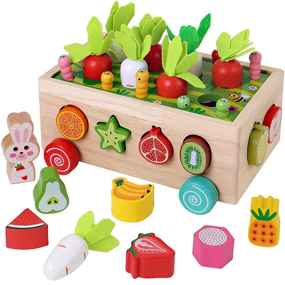 Montessori Toys for Baby Boys Girls1 2 3 4Year Wooden Puzzle Carrot Harvest Toy Game Shape Sorting Educational Toys for Children