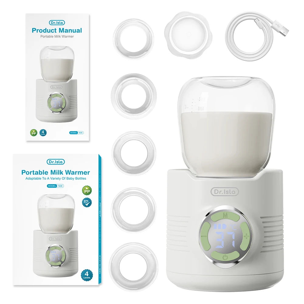 Portable Baby Milk Warmer LED Display Nursing Bottle Heater for Outdoor Travel with Dry Burn Prevention Baby Feeding Accessory