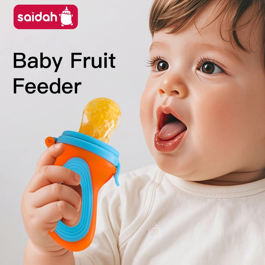 SAIDAH Infant Baby Food Fruit & Vegetable Feeder with Medium Mesh Bag Food Grade Liquid Silicone Yummy Nourishment Feeding