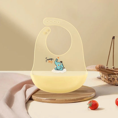 Waterproof Baby Bibs Baby Stuff Cute Cartoon Animal Printed Kids Bib Girl Boy Adjustable Soft Silicone Bib Baby Feeding Stuff