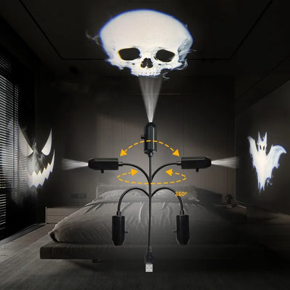 USB Halloween Projector Light with Ghost & Skull Patterns
