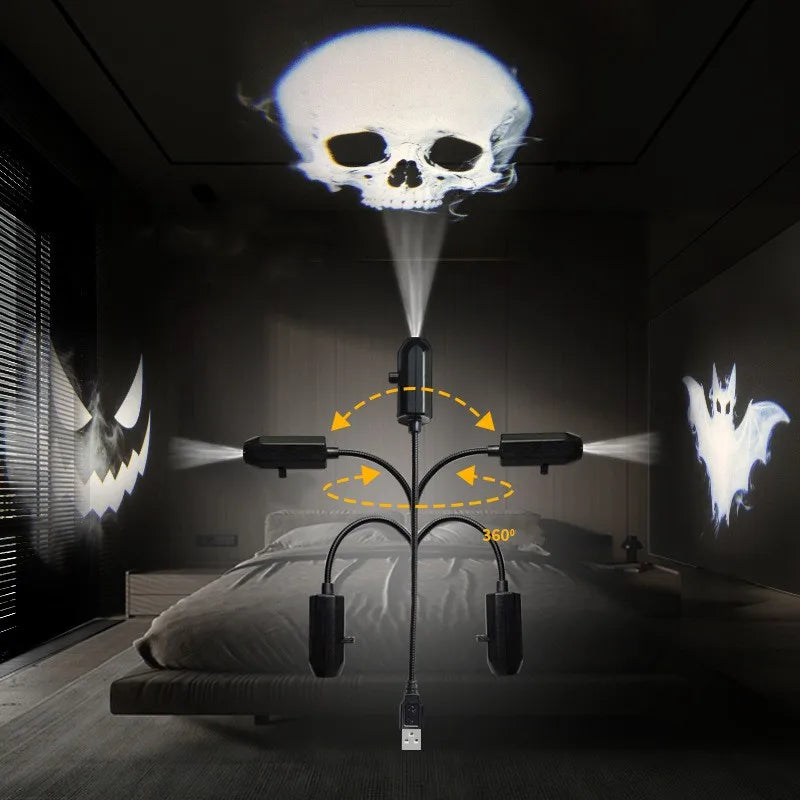 USB Halloween Projector Light with Ghost & Skull Patterns