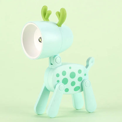 Mini Led Night Lights Folding Desk Lamp Cartoon Cute Pet Dog Deer Shape Nightlights Adjustable Kids Bedroom Bedside Decor Gift