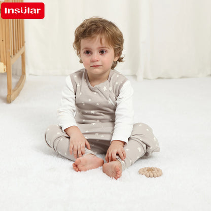 INSULAR Baby Soft Sleep Sack With Feet Infant Sleeveless Sleeping Bags Children's Homewear Premium Cotton 2-Way Zipper4 Seasons