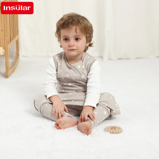 INSULAR Baby Soft Sleep Sack With Feet Infant Sleeveless Sleeping Bags Children's Homewear Premium Cotton 2-Way Zipper4 Seasons