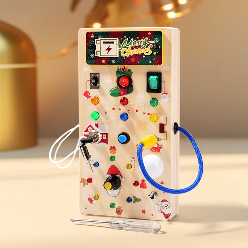 Kids Early Education Toys Electronic Led Light Baby Wooden Sensory Busy Board Montessori  For Toddler Christmas Gifts