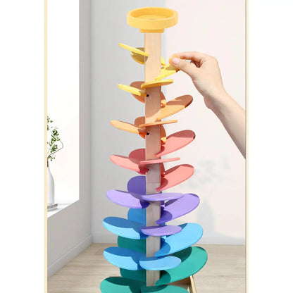 Toddler Ball Drop Toy Marble Ball Run Learning Game Color Cognition Toy Leaf Rolling Sorting STEM Music Integration Early