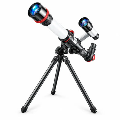 Telescope on a tripod with a dark background