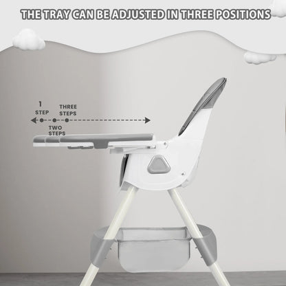 Foldable Baby High Chair 6 Months Plus, with Large Antislip Pad & Rack, Easy to Clean Feeding , E500