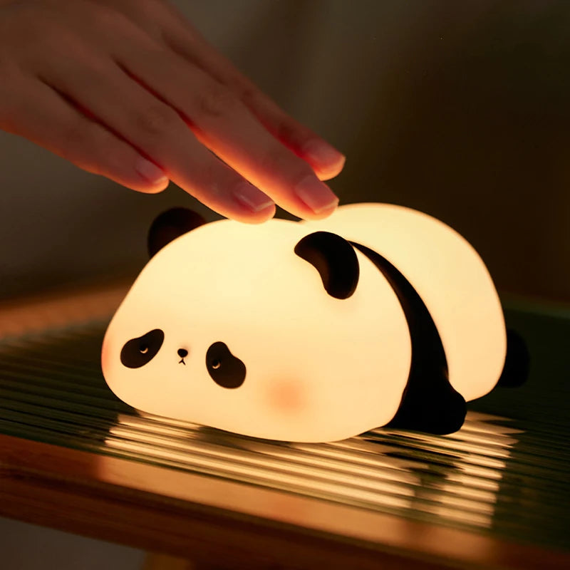 Panda LED Night Light Touch Sensor Cartoon Kid's Nightlights Silicone Child Holiday Christmas Gift Bedside Lamp Bedroom Decor