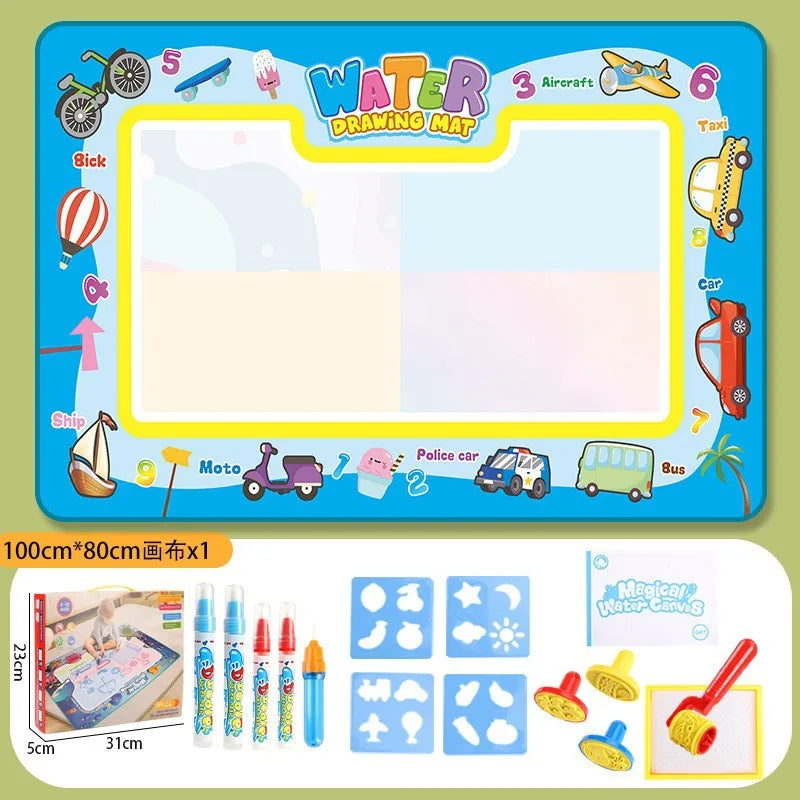 100x80CM Magic Water Drawing Mat with Reusable Magic Pens Montessori Painting Board for Doodling Educational Toys and  Gifts