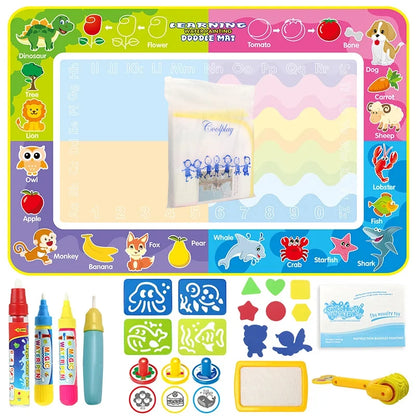 Magic Water Drawing Mat Coloring Doodle Mat with Magic Pens Montessori Toys Painting Board Educational Toys for Kids Gifts