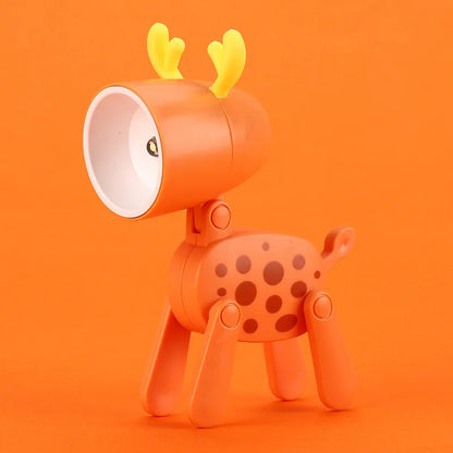 Mini Led Night Lights Folding Desk Lamp Cartoon Cute Pet Dog Deer Shape Nightlights Adjustable Kids Bedroom Bedside Decor Gift