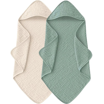 1PC Muslin Hooded Baby Towels Ultra-Soft Cotton Absorbent Baby Bath Towels with Hood for Newborn Baby Infant 30x30in