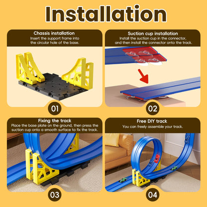 DIY track assembled aluminum alloy pull-back racing car gravity slide boys and girls educational toys holiday Christmas gifts