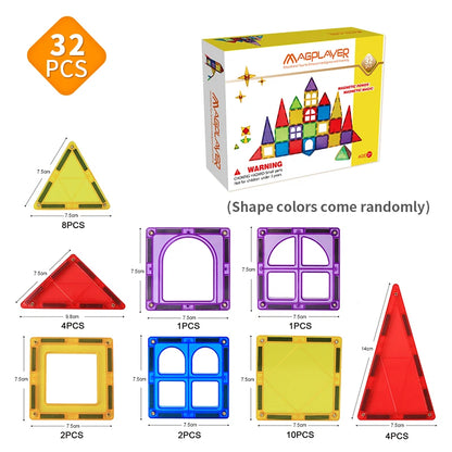 Magplayer Magnetic Building Blocks Construction Strong Magnet Tiles Children Montessori Educational Toys for Kids Christmas Gift