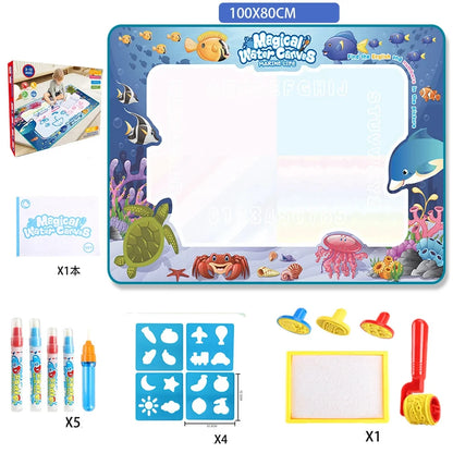 100x80CM Magic Water Drawing Mat with Reusable Magic Pens Montessori Painting Board for Doodling Educational Toys and  Gifts