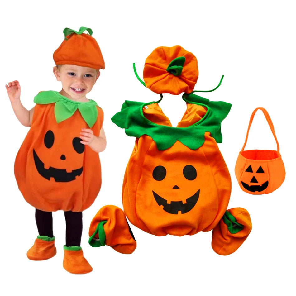 Kids Pumpkin Costume with Hat for Boys & Girls