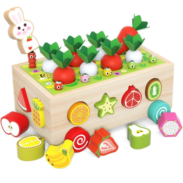 Montessori Toys for Baby Boys Girls1 2 3 4Year Wooden Puzzle Carrot Harvest Toy Game Shape Sorting Educational Toys for Children