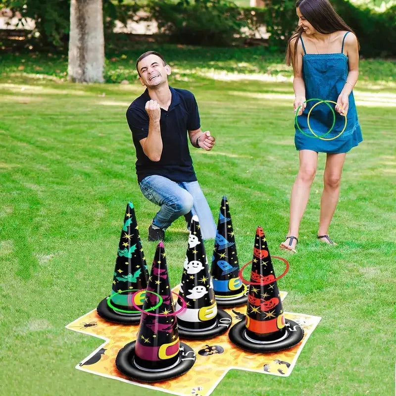 Halloween Ring Toss Game with Inflatable Witch Hat