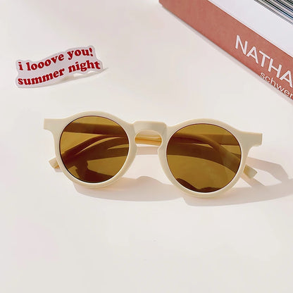 2025 New Kids Cute Checker Panel Color Round UV400 Sunglasses Baby Girls Outdoor Sun Protection Sunglasses Children Sun Glasses