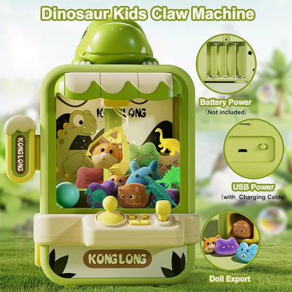 Dinosaur Claw Machine Toys Electronic Arcade Game Adjustable Catch Doll Machine Music Mini Vending Birthday Gift For Kids