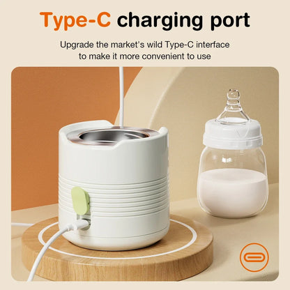 Portable Baby Milk Warmer LED Display Nursing Bottle Heater for Outdoor Travel with Dry Burn Prevention Baby Feeding Accessory