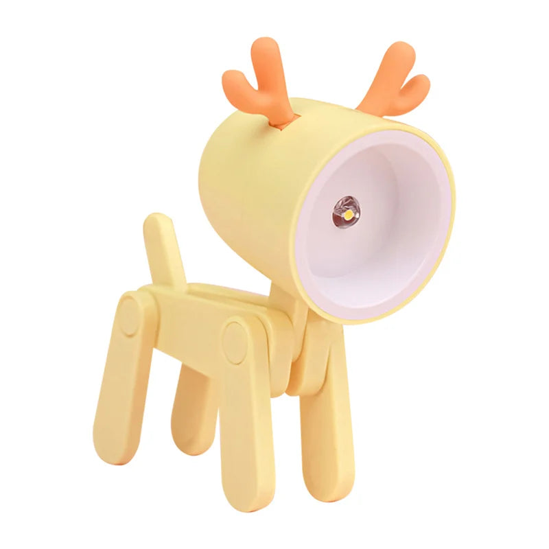 Mini Led Night Lights Folding Desk Lamp Cartoon Cute Pet Dog Deer Shape Nightlights Adjustable Kids Bedroom Bedside Decor Gift