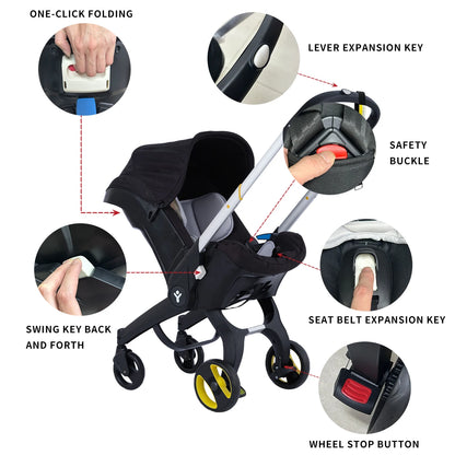 Portable baby stroller, Baby folding stroller, Two-way push, Adjustable sunshade, Baby travel stroller