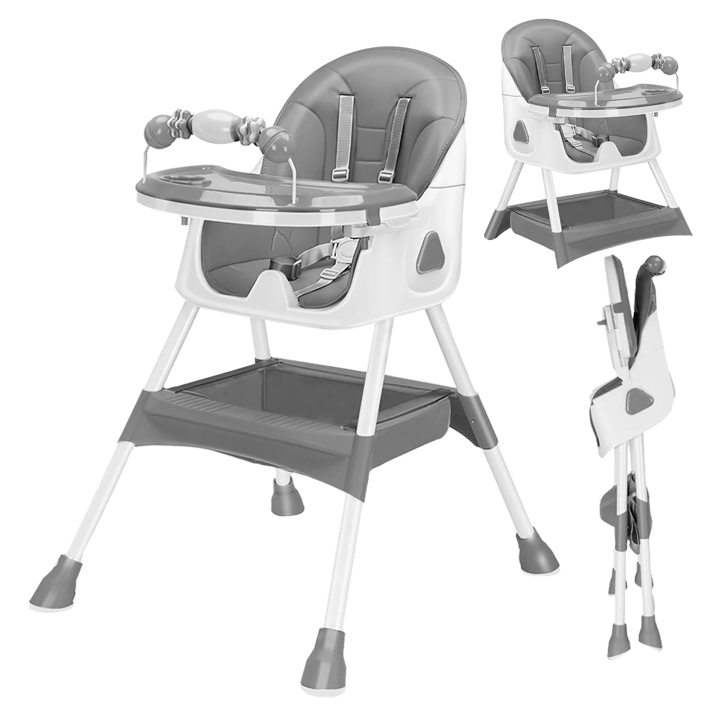 Foldable Baby High Chair 6 Months Plus, with Large Antislip Pad & Rack, Easy to Clean Feeding , E500