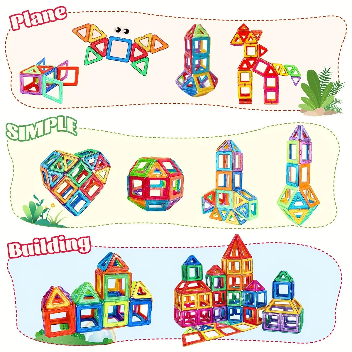 Magnetic Magnetic Toys for Boys Girls Magnetic Blocks Building Set for Toddlers Educational Toys Kids DIY Montessori Gifts