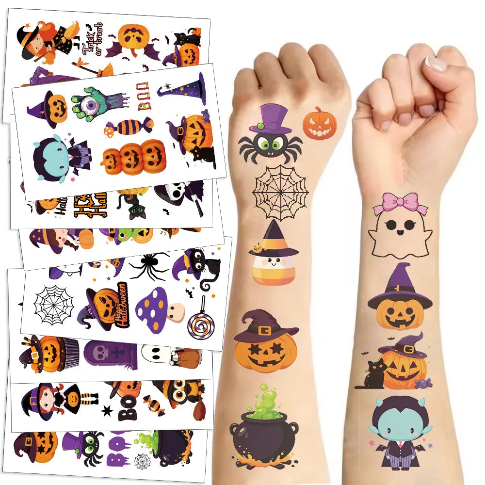 Halloween Pumpkin Temporary Tattoo Stickers - 10 Sheets