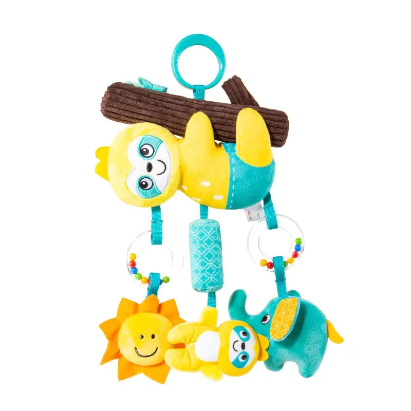 Crib Hanging Rattles Toys Baby Toys Cartoon Animal Spiral Hanging Toy with Ringing Bell Stroller Car Toys for Infant Newborn