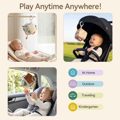 Montessori Cloths Toys Baby Soft Sensory Cube Plush Hanging Toy Early Childhood Educational Toys Promotes Sensory Development