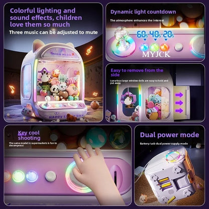 DIY Automatic Doll Machine Kids Coin Operated Play Game Mini Claw Catch Toys Crane Machines Music Doll for Christmas gifts