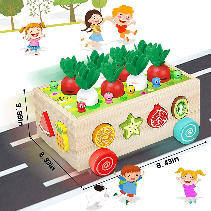 Montessori Toys for Baby Boys Girls1 2 3 4Year Wooden Puzzle Carrot Harvest Toy Game Shape Sorting Educational Toys for Children