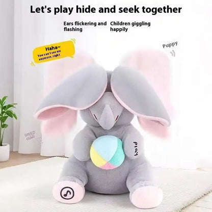 Hide-and-seek Elephant Plush Toy Flapping Ears With Cheerful Songs Elephant Soft Soothing New Born Gift For 3-12 Months