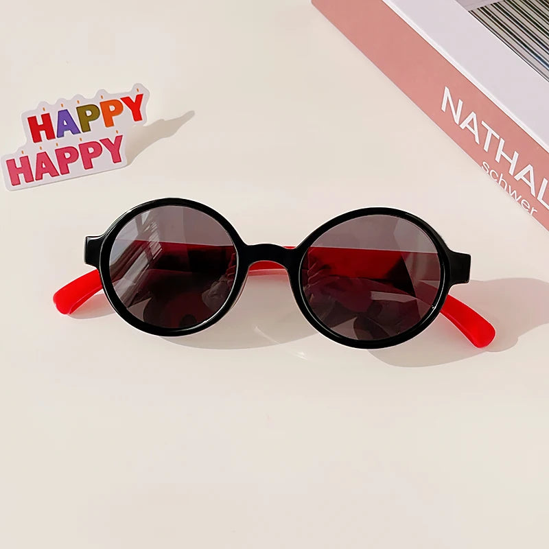 2025 New Kids Cute Checker Panel Color Round UV400 Sunglasses Baby Girls Outdoor Sun Protection Sunglasses Children Sun Glasses
