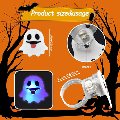 Halloween LED Light-Up Finger Rings for Kids