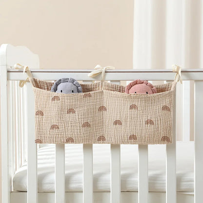 Baby Bedside Storage Bag Baby Crib Organizer Hanging Bag for Baby Multi-Purpose Newborn Bed Hanging Diaper Toy Tissue
