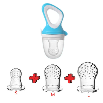 5 in 1 Baby Fruit Feeder with Nipple Set Baby Silicone Mesh Bag Pacifier Fruit and Vegetable Feeder Nursing Toddler Teething Toy