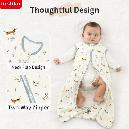 Baby Sleeping Bag Newborn Baby Anti-shock Sleeping Bag Pajamas Baby Pajamas Light Zipper Crawling Suit Anti-kick Cartoon Animal