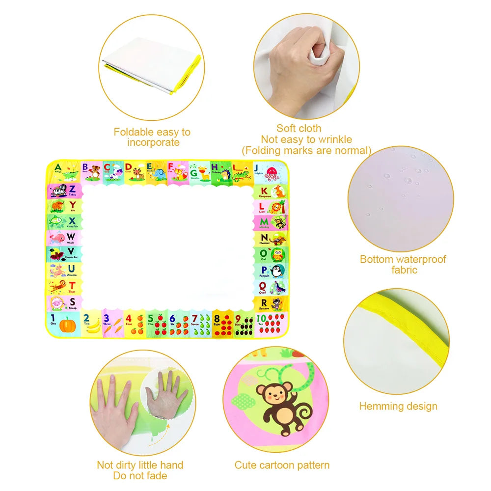 Magic Water Drawing Mat Coloring Doodle Mat with Magic Pens Montessori Toys Painting Board Educational Toys for Kids Gifts